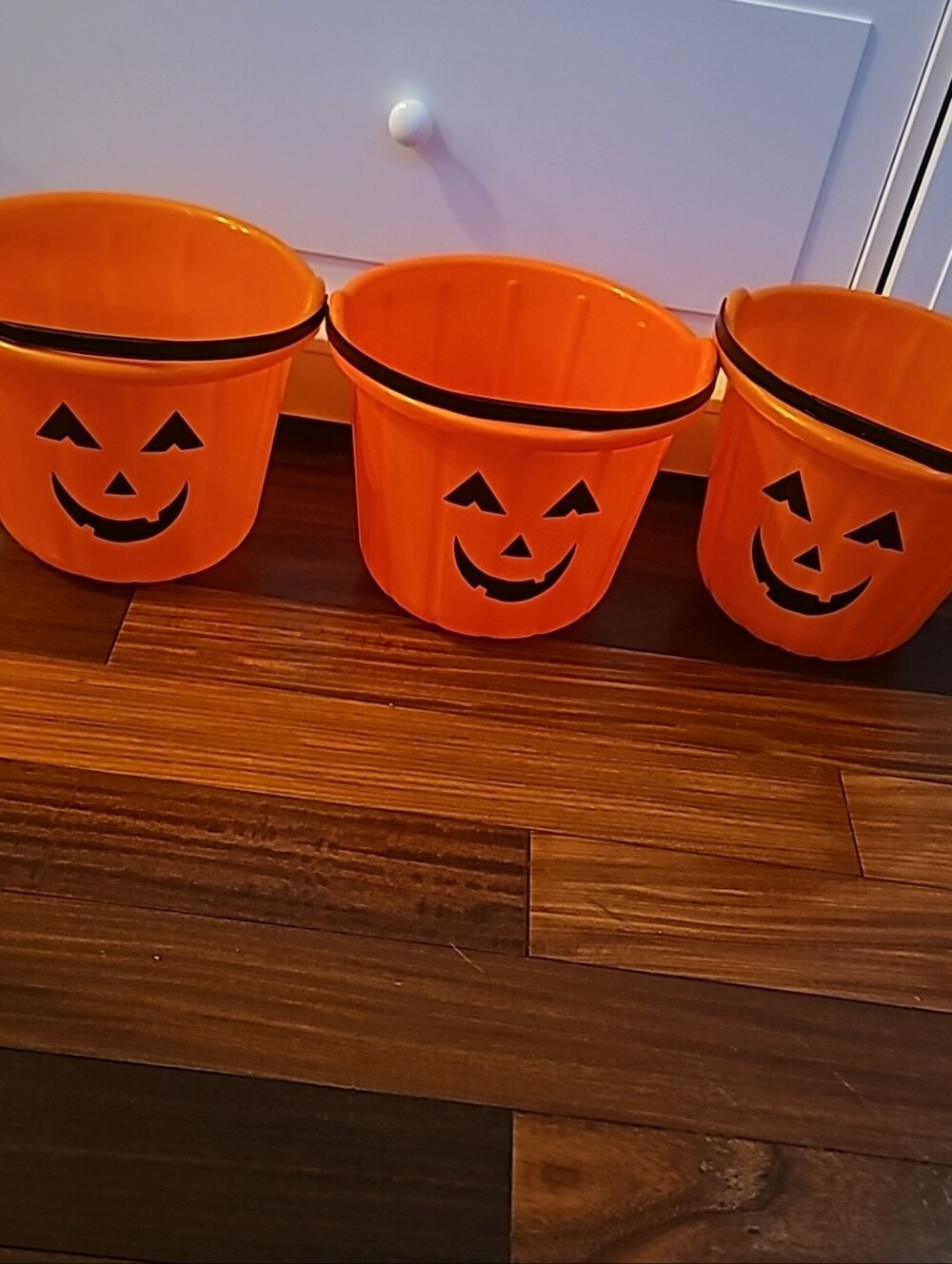 3 QTY Halloween Jack-O'-Lantern Candy Buckets - Orange